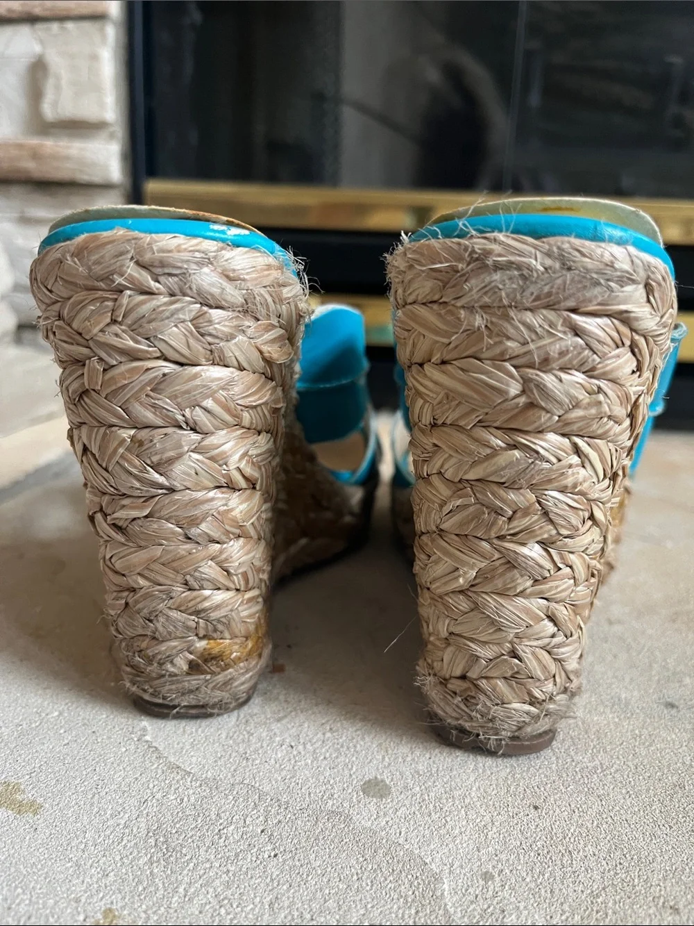 Nine West Turquoise Braided Espadrille Wedges